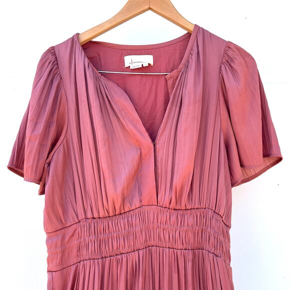 Anthropologie The Somerset Maxi Dress Satin Pink Rose XS Small Wedding - Picture 4 of 11